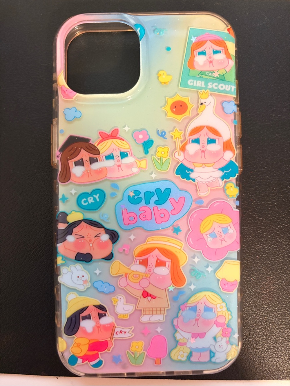 Cry Baby Pastel Cartoon Phone Case - Pink & Blue